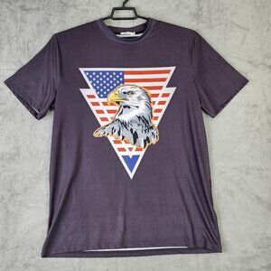 Mens Black Short Sleeve USA American Flag with Eagle T-Shirt Size XXL